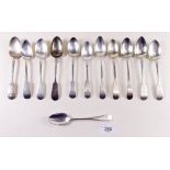 A collection of twelve Newcastle hallmarked silver teaspoons, 200g