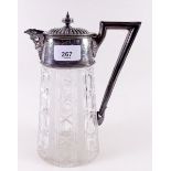 A Victorian cut glass and silver mounted claret jug - Sheffield 1889