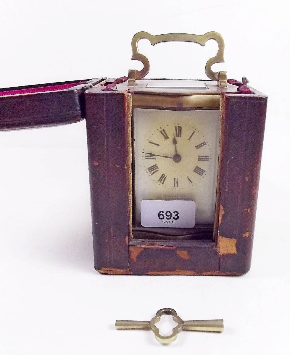 A 19th century brass cased carriage clock - Image 2 of 2