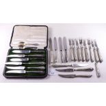 A box of white metal handled fruit cutlery etc.