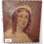 An 18th century oil on canvas portrait of a woman - 25 x 20cm