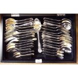 A Viners 'Guild' silver plated cutlery set comprising: eight dinner knives, six dinner forks, six