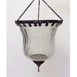 A glass large lantern light fitting 35cm high