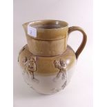A large stoneware hunting jug, 22cm