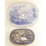 Two Victorian blue and white strainer plates - the largest 31cm across