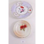 A Victorian dessert plated painted sprays of flowers on a white ground and Royal Worcester plate