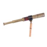 Stalkers cane with brass two drawer spotting scope inscribed Lemiere Palais Royal No.6