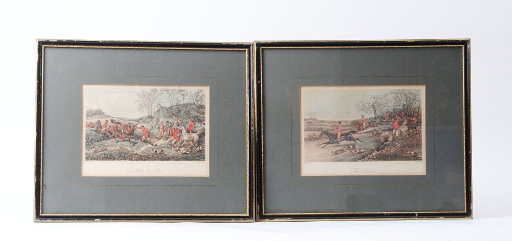 Two framed and glazed coloured hunting prints: Bolting Fox; The Burst, after Alken