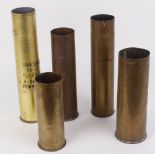 Five assorted brass shell cases from 1900 - 1960