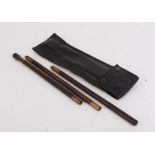 Victorian three piece rosewood cleaning rod in fitted leather slip