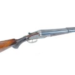 12 bore sidelock non ejector, English, 28 ins sleeved barrels with hand guard, 1/4 & 3/4, border,