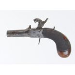 50 bore Percussion pocket pistol, round turn off barrel, 1813 Birmingham proof marks, scroll