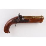 25 bore Percussion hand cannon with 7,1/2 ins brass barrel, steel lock, no.483 This Lot requires a