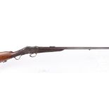 .577/450 English Martini action rifle, 27,3/8 ins barrel with leaf sights and horn tipped forend,