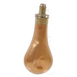 Copper and brass bell shaped plain powder flask, inscribed Improved Patent, James Barlow & Co.