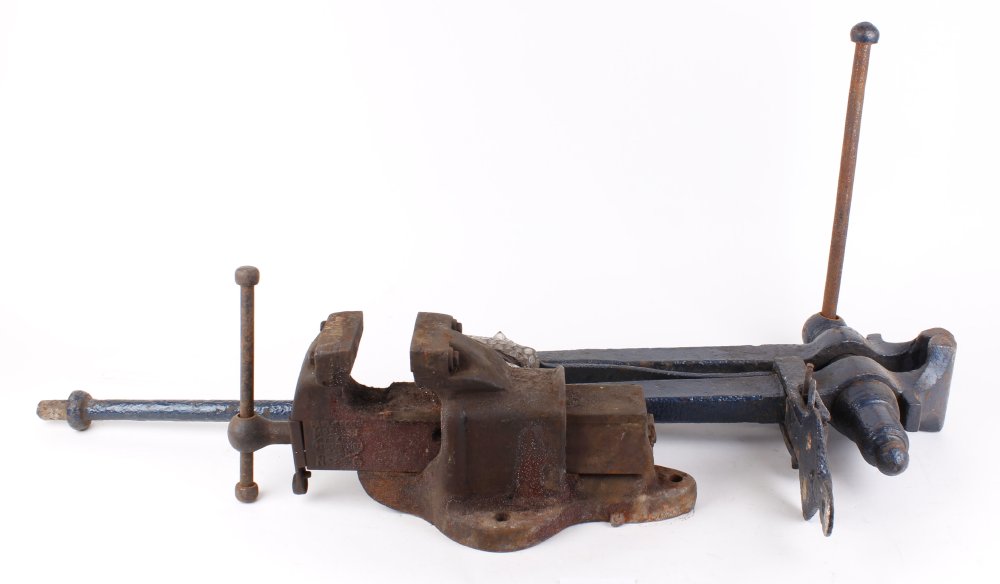 Parkinsons Model F No.6 bench vice and large leg vice