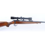 .22 BRNO Mod. 2, bolt action, (no magazine), 24 ins threaded barrel, sling carriers, mounted