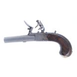 40 bore Flintlock pocket pistol with turn off barrel, boxlock action inscribed Nuston, Grantham,