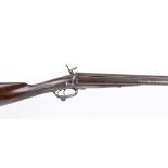 12 bore Pinfire by G Maleham, Sheffield, 28,1/4 ins damascus barrels, black powder proof, scroll