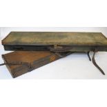 Canvas and leather gun case for 30 ins barrels with Langley's trade label (a/f) and canvas and