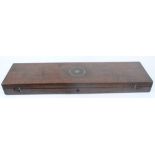 Oak muzzle loading gun case with inset brass ring handle (a/f), 34 x 9 x 3,1/2 ins