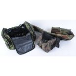 Camo cartridge bag with quantity of 12 bore cartridges; Camo gun slip and holdall containing
