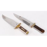 Presentation bowie knife by Carr & Naylor, Sheffield, 8,3/4 ins clipped blade, brass mounted and