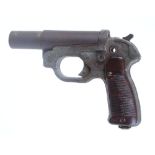 Flare pistol, 1 ins bore, steel barrel, pressed steel action, ribbed grips, no.WA20426 The Purchaser