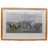 Framed and glazed coloured engraving entitled Our Gentlemen Steeple Chase Riders by E. G. Hester,