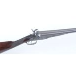 12 bore Pinfire by William Powell & Son, 30 ins damascus barrels, scroll and border engraved bar