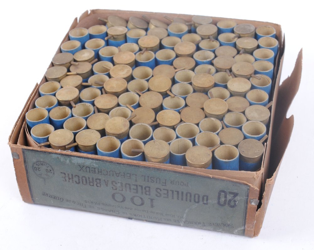 100 x 20 bore French pinfire cases