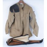 Canvas target shooting jacket and fleece lined gun slip