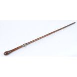 Victorian assasin's cane with concealed 5 ins triform serrated edge blade marked IXL