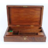 Mahogany pistol case, green baize and mahogany lined fitted interior,16 x 9 ins, with key