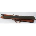 Fleece lined canvas and leather shotgun slip; fleece lined canvas rifle slip