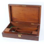 Mahogany pistol case, green baize and mahogany lined fitted interior,16 x 9 ins, with key