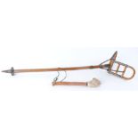 Edwardian bentwood brass mounted shooting stick and bone mounted priest
