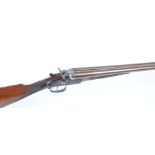 12 bore hammer by Cogswell & Harrison, 30 ins brown damascus barrels inscribed Cogswell & Harrison