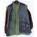 Two jackets; shooting vest; green body warmer