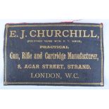 Original leather and gold lettering, E J Churchill trade label