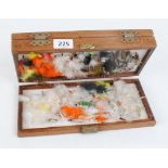 Double sided wooden fly box with assorted flies