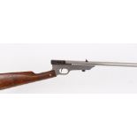 .22 H.M. Quackenbush Junior Safety, bolt action rifle, 22 ins nickel plated heavy barrel, side swing