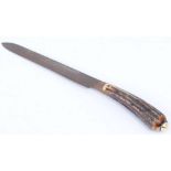 Victorian hunting knife by William S Searls & Co. Shefield, 7,1/2 ins blade with makers stamp,