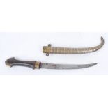 Morrocan Flyssa Jambiya with 9 ins blade, Eastern silver and brass decorated sheath