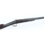 14 bore percussion single sporting gun, 31 ins two stage half stocked barrel, (ramrod missing),