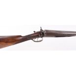 The stock and action of a 12 bore hammer by Ward, engraved back action locks, dolphin hammers,