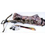 Jandao crossbow in mossy oak camo with scope, bolts and padded camo cover