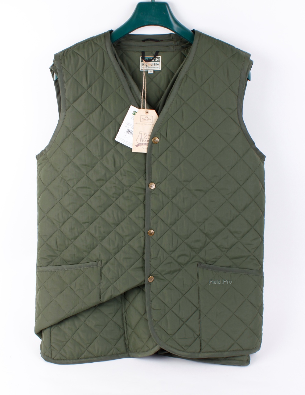Four Hoggs lightweight quilted waistcoats, in green, size XL, as new with tags