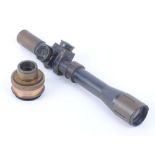 WW II Rifle scope stamped HBM & Co. No.32 Mk I 05.466A with brass eye piece