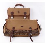 Baron (Sweden) canvas game bag and canvas and leather satchell, as new